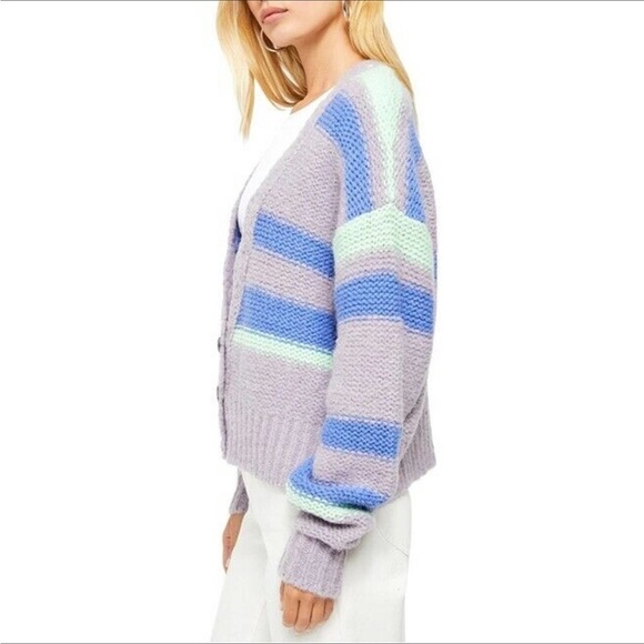 🎉SALE🎉Free People Fine Time Knit Cardigan Sweater/ Neptune/ XS - Picture 3 of 9